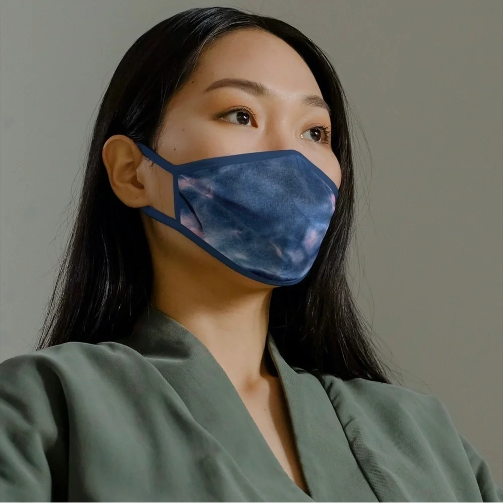 Indigo Shibori Tie Dye Reusable Cloth Face Mask